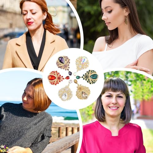 Broche de ramo con diamantes de imitación verdes y fijación segura para ropa de mujer 4