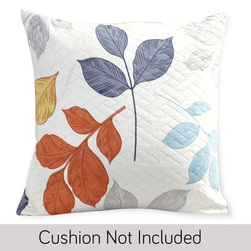 Image of HOKIPO Printed Cushion Cover 22x22 in, Multicolor Leaves