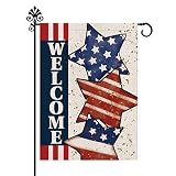 4th of July Garden Flag Stars Patriotic Striped Double Sided Welcome Fourth of July Independence Day