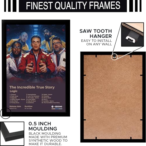 Image of BLINKART logic - The Incredible True Story Wall Photo Frames | Wall Art for Bedroom, Living Room, Studio or Office | Album Cover Print with Spotify Song Link QR Code | Gift for Fans - 8x12 In