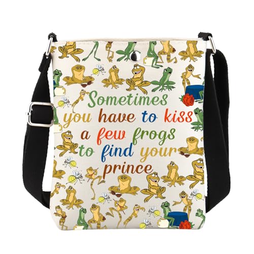 Frog Gifts Princess Tianas Crossbody Bag Sometimes You Have To Kiss A Few Frogs to Find Your Prince Sling Bucket Bag