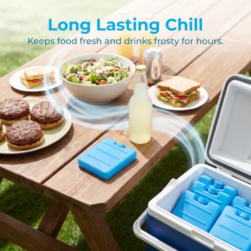 Image of Housoutil 100ml Reusable Ice Packs for Lunch Box, 8PCS Freezer Ice Blocks, Cooler Freezer Blocks Pack for Lunch Boxes, Camping, Picnics, Beach, Fishing, Outdoor Sports, Air Conditioner Coolers