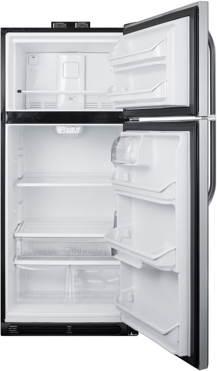Summit Appliance BKRF21W 30" Wide 21 Cu.Ft. Break Room Refrigerator-Freezer in White with NIST Calibrated Alarm/Thermometers, Interior Light, Adjustable Shelves, Adjustable Thermostat