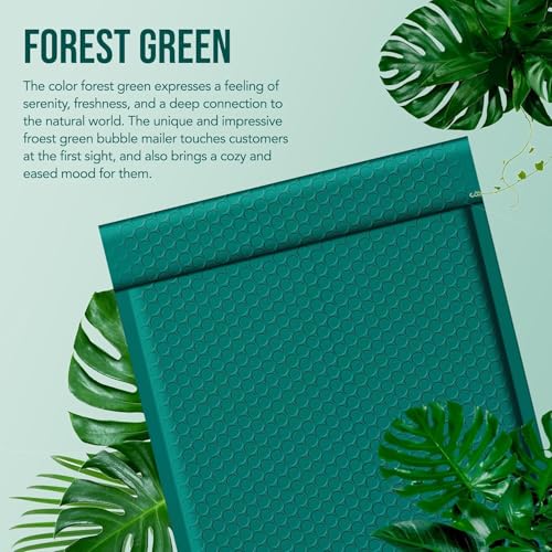 Image of Fuxury Large Bubble Mailers 10.5x16 inch 250 Pack Forest Green Self Seal Padded Envelopes Opaque Mailing Envelopes Bubble Padded Cushion Padded Mailers for Packaging Small Business Bulk #5