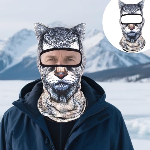 Image of 3D Cat Ski Balaclava Sheisty Face Mask with Ears Cute Animal Ski Mask Suitable for Music Festivals Raves Party Activities