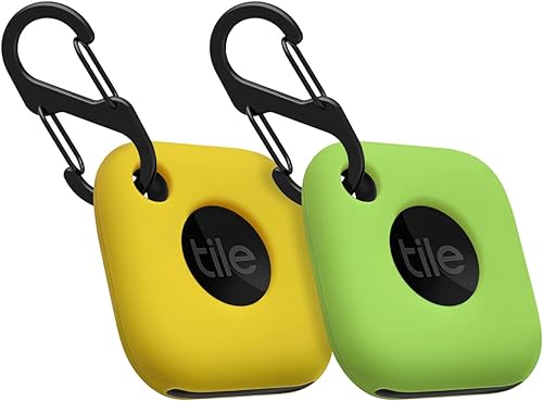 Geiomoo Funda de silicona para Tile Mate 2022, funda suave resistente a los arañazos con mosquetón (paquete de 2 amarillo + verde fluorescente)