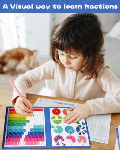 Magnetisches Bruchrechnen Lernhilfe | Brüche Lernen Magnet Set mit Bruchkreis & Bruchbalken | Montessori Mathematik Lernmittel für Grundschule Klassen 1-3 | Lernspielzeug für Kinder Homeschooling