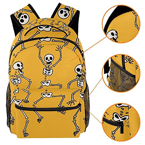 Sac à dos de voyage tête de mort jaune avec porte-bouteille pour enfants - 3