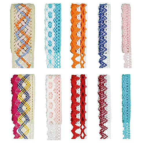 ZNZAKKA Cotton Lace Ribbon Colored Lace Trim for Sewing for