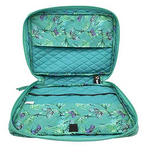 Image of DIWI Quilted Bible Cover Extra Large Sizes 11.25 X 8.25 X 2.75 Inches Good Book Case (XL, C1 Butterfly Green)
