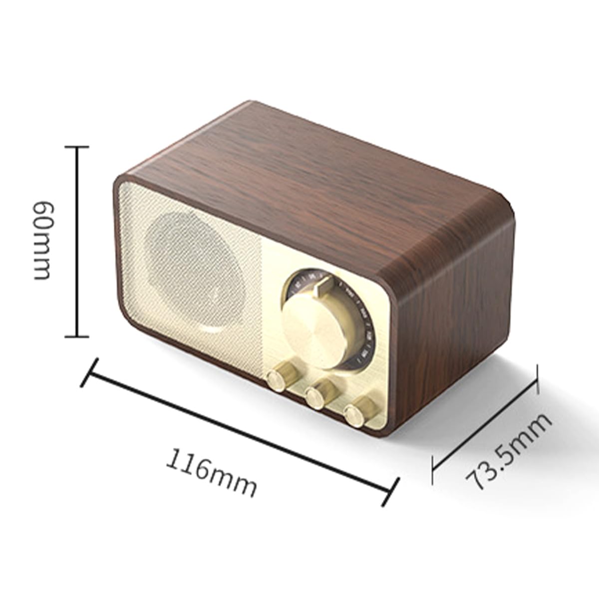 Radio Bluetooth Rétro, Design Grain De Bois, Haut-Parleur Rétro 5 W, Batterie 1800 MAh, Carte AUX/USB/TF, Radio FM pour Cuisine, Chambre, Bureau