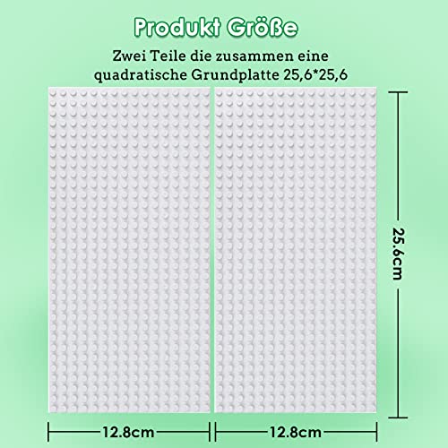 shineFinder 4 base Plates Compatible with Lego, Baseplate 5"x10" with 16 x 32 stud board (White), Cream, 4PCS - Image 2