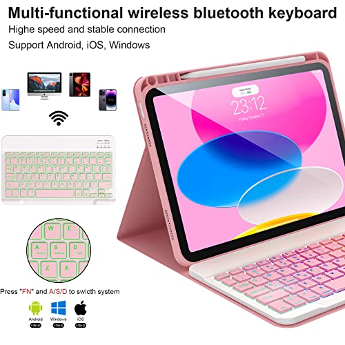 Ipad 10Th Generation Case With Keyboard (10.9", 2022),Ipad Keyboard Case With Pencil Holder-Detachable Bluetooth Keyboard Case For Latest Ipad 10Th Gen 10.9" 2022 #TOP5