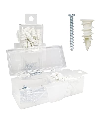 Anclajes de nailon para paneles de yeso 6 y tornillos autorroscantes 6 x 1-14 pulgadas con caja de clip para cinturón y parte superior de medición