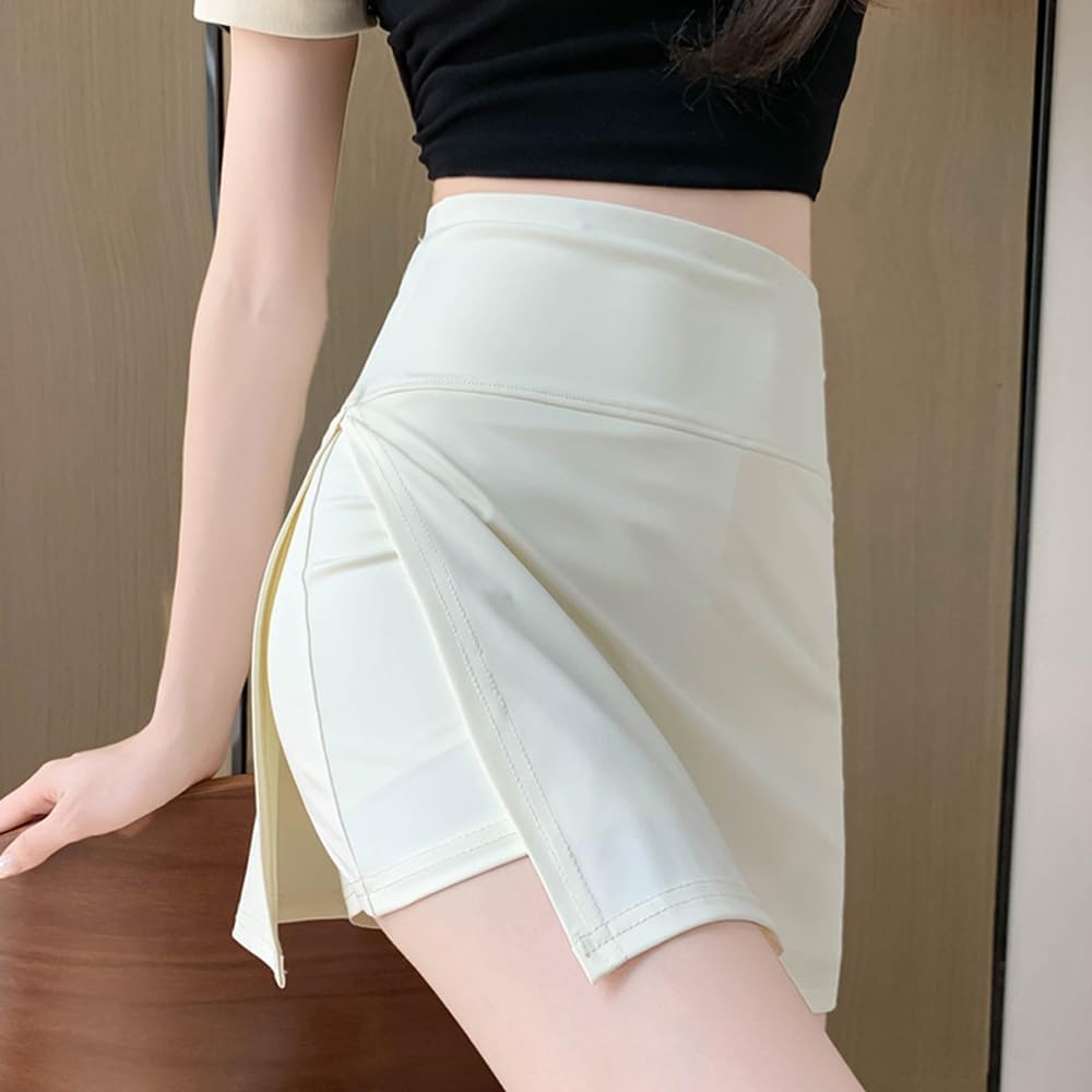 Faldas Mujer Verano de Tenis Deportiva Transpirable 2 en 1 con Bolsillo y Pantalones Cortos Falda Golf Adecuado Yoga Fitness Gym Tenis al Aire Libre