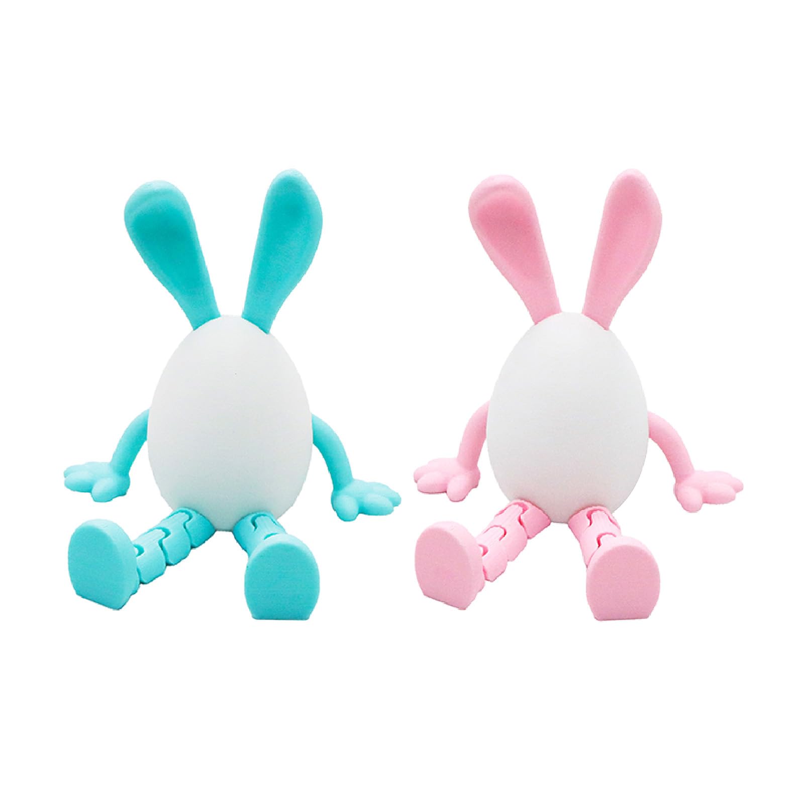 Llhong Blue&Pink Easter Bunny Egg Decorations, Cute Rabbit Egg Figurine, 3D Printed Bunny Ornaments, Spring Easter Tabletop Decor For Home, Office Desk, Basket Stuffers Gift