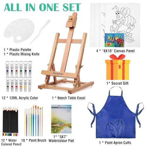 image for Falling in Art Painting Set for Kids with Table Easel-Acrylic Painting
