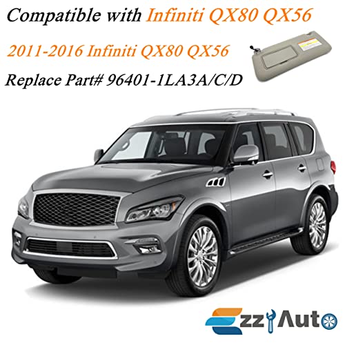 Ezzy Auto Gray Left Driver Side Sun Visor Compatible With Infiniti Qx80 Qx56 2011-2016 96401-1La3D/C/A #TOP1