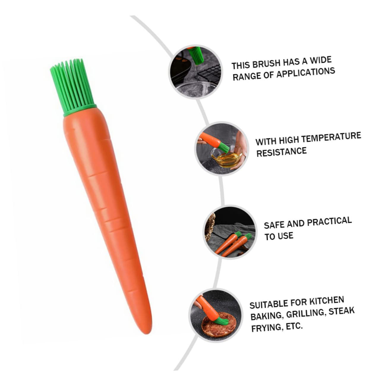 Garneck Silicone Oil Brush for Basting Meat Bbq Sauce Baking Supplies Carrot Pastry Brush