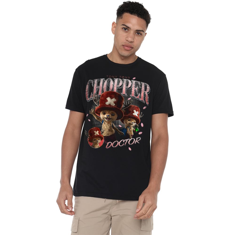 One Piece Men' Black Chopper Homage T-Shirt in Size S, Sports Direct