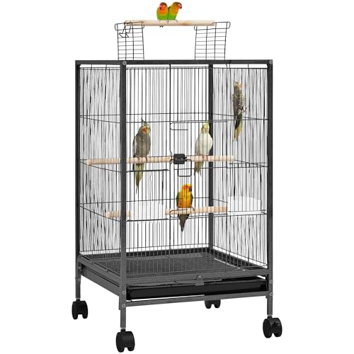 Yaheetech 89.5cm Iron Open-Top Bird Cage Parrot Cage with Rolling Stand for Parakeets Budgies Lovebirds Small-Sized Birds
