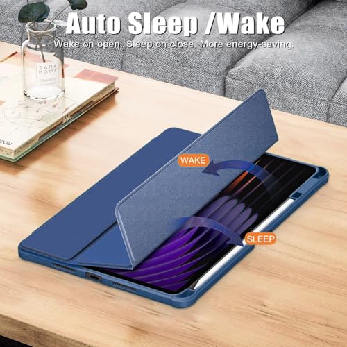 Image of MOCA Case for Xiaomi Mi Pad 8 /8 Pro /Pad 7 / Pad 7 Pro 11.2 inch, Smart Flip Case with Pen Holder, Trifold Stand, Magnetic Auto Sleep Wake, Hard Back Protection (Navy Blue)