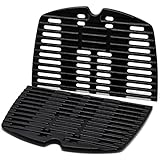 Adviace 7644 7582 Cast Iron Grill Cooking Grates Replacement for Weber Q100, Q120, Q140, Q1000, Q1200, Q1400 Grill Parts Accessories, 50060001, Weber Baby Q Gas Grill, 17 x 12.7 Inches. (2-Pack)