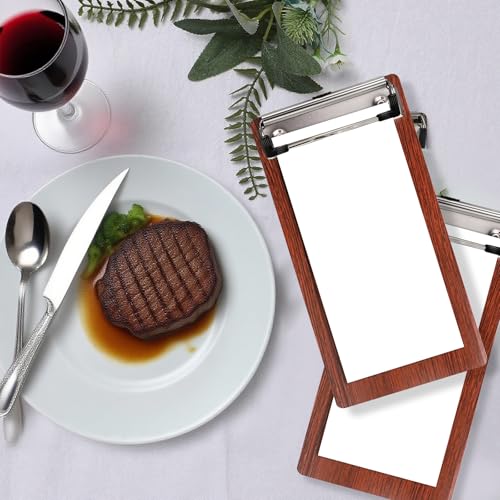 CONEHOY 60 Pcs Mini Wood Clipboard Bulk 8 x 4 \'\' Check Presenters Clipboard Half Page Small Wooden Clip Receipt Menu Holder for Guest Waitress Restaurants (Coffee)