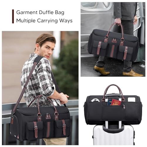 Carry on Garment Bag for Travel, Convertible Garment Duffle Bags for Men Women - 2 in 1 Hanging Suitcase Suit Travel Bags with Shoe Compartment2