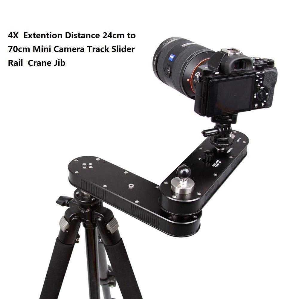 Titular de la lente de la cámara Portátil 24cm 4X Extensión Distancia a 70cm mini cámara de vídeo deslizante ajustable pista del carro ferroviario en movimiento deslizante grúa de brazo Trípode para c