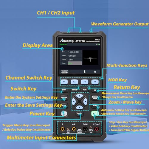 Image of AT272G Oscillograph 70MHz Digital Oscilloscope 3 in 1 Functions Oscilloscope + Multimeter + Generator /Signal Source with 2+1 Channels