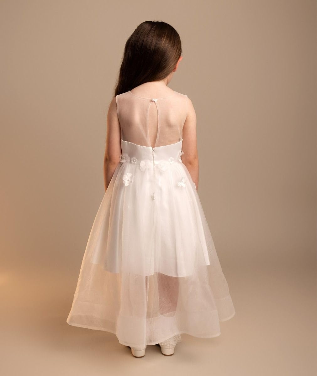 SIRRI Ärmelloses Tüllkleid mit herzförmigem Ausschnitt für Mädchen für Hochzeiten und besondere Anlässe