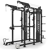 XMark Full Power Rack Functional Trainer with LAT Pull Down and Low Row with Shrouds, for Commercial Gyms or Home
