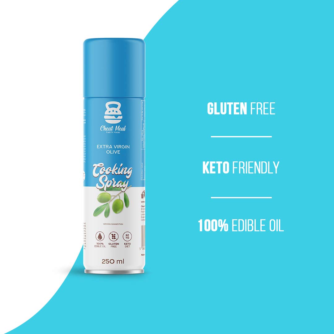 Cheat Meal Aerosol para cocinar - 1 pieza x 250 ml - Adecuado para la dieta ceto - Aerosol de aceite dietético (Extra Virgin Olive Oil)