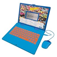 Lexibook Hot Wheels, Educational and Bilingual Laptop in English/Spanish, Toy for Children with 124 Activities to Learn, Play Games and Music, Blue, JC598HWi2