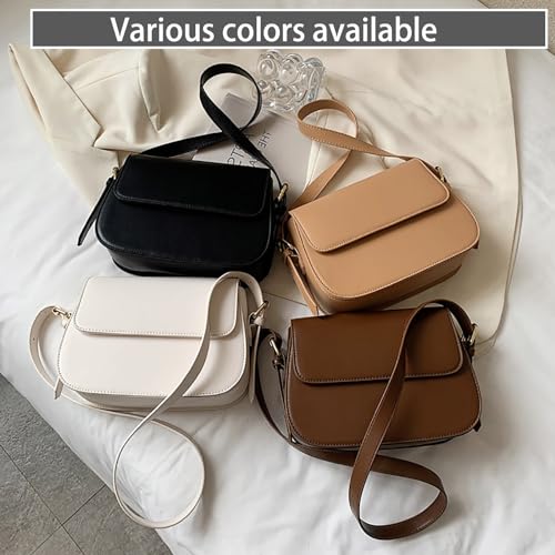 Women Casual Saddle Shoulder Bag Flap purses Vegan Leather Underarm Handbag Retro Crossbody Purses with Replacement Strap4