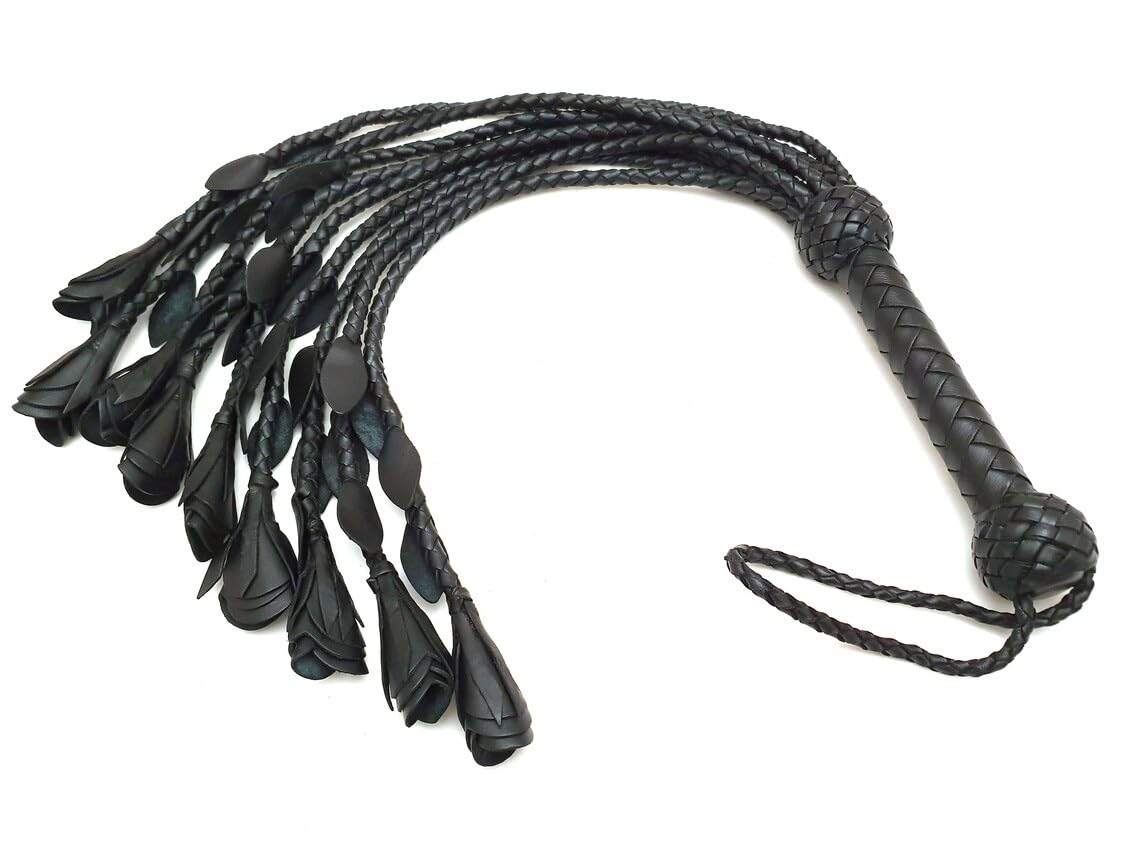 Sduxion Premium Flogger Leather Flogger Riding Crop Equestrian Whip for Training and Riding