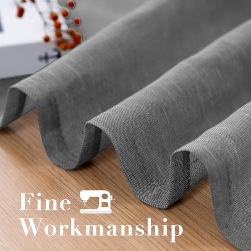 H.VERSAILTEX Linen Curtains Flax Linen Blended Curtain Panels for Living Room/Bedroom Semi Sheer Privacy Curtains 84 inch Length 2 Panels Set Nickel Grommet Window Drapes(Set of 2, Charcoal Grey) by H.VERSAILTEX - Image 6