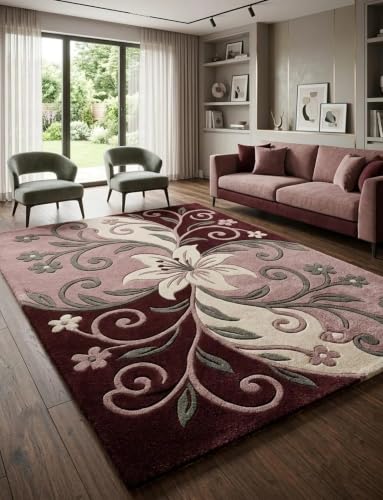 Image of Hand Tufted Premium Wool Floral Vine Design Carpet, Traditional Botanical Pattern Carpet for Living Room, Bedroom, Office & Home Decor Size 12x18 Feet