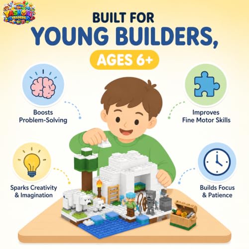 Image of Yashoni Building Blocks Toy Set for Kids | DIY STEM Construction Bricks with Mini Figures, Creative Models & Educational Play Set| Blocks Game (278, The Ice House)