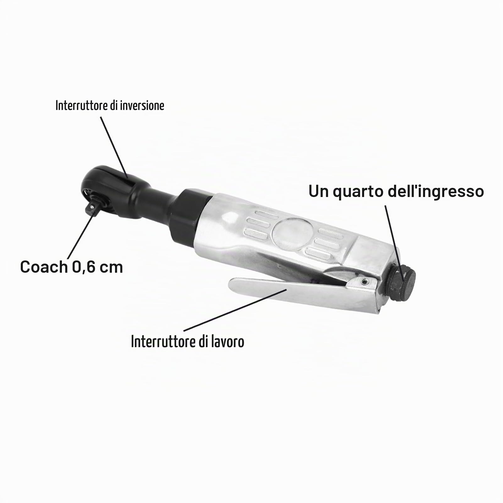 Walfront Chiave Pneumatica 1/4 Pollici, Chiave a Cricchetto Pneumatica, Torsione 25ft-Lbs, per Costruzione Navale e Fabbricazione di Macchinari