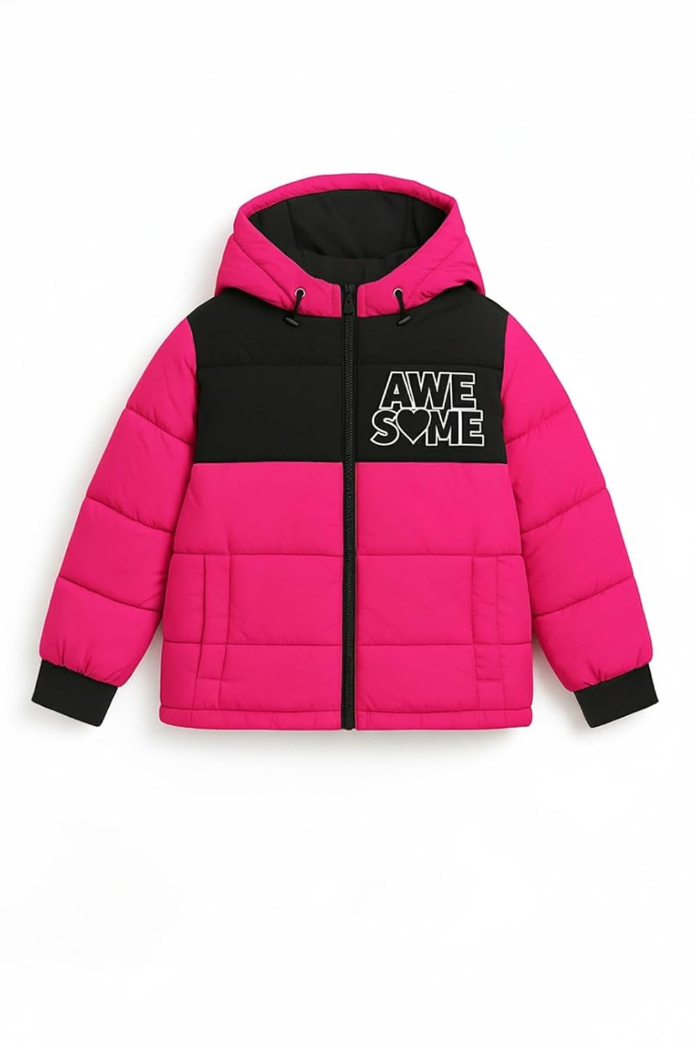 Trampoline Girls Pink and Black Colourblocked Hooded Puffer Jacket - Review, Price and Buying Guide