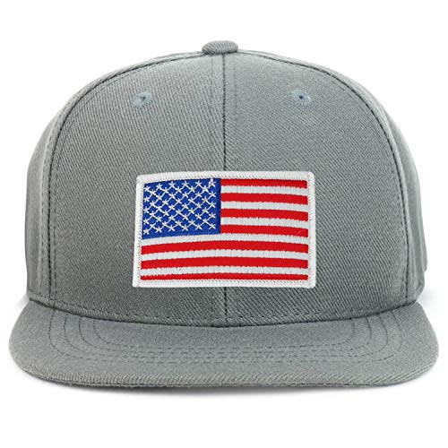 Armycrew Youth Kid Size White American Flag Patch Flat Bill Snapback Baseball Cap - Charcoal #TOP13