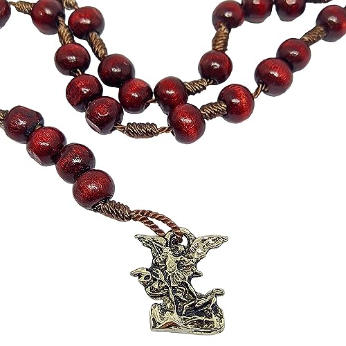 DIVINÁRIO ARTIGOS RELIGIOSOS - Terço de São Miguel Arcanjo Madeira com Novena e Guia do Terço do Com