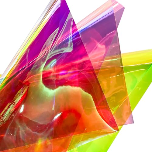 ONEART | 6 folhas de vinil iridescente transparente - 21 x 28 cm filme plástico de PVC transparente