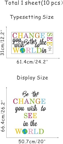 Miniatura 5 de TOARTi Calcomanías de pared con texto en inglés Be the Change You Wish to See in The World, con citas inspiradoras, arte de pared con letras