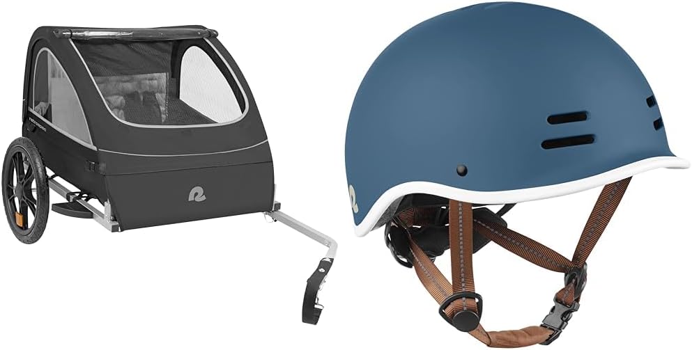 Retrospec Rover Kids Bicycle Trailer - Single & Double Passenger Children’s Foldable/Collapsible & Remi Kids' Bike Helmet for Youth Boys & Girls- Bicycle Helmet with Built-in Visor