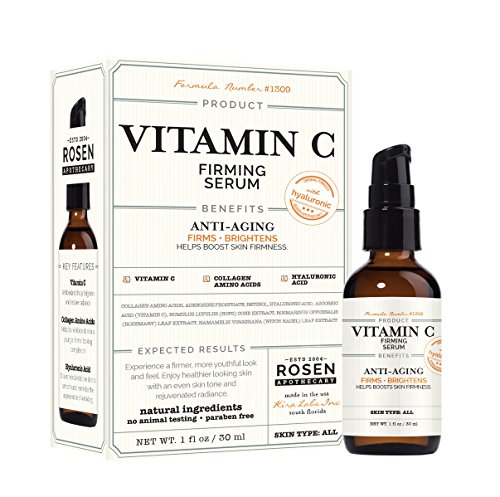 Rosen Apothecary Vitamin C Face Firming Serum with Hyaluronic - Anti-Aging, Frims, Brightens, Look and Feel Youthful, Face skin Treatment Facial Serum 1oz / 30ml