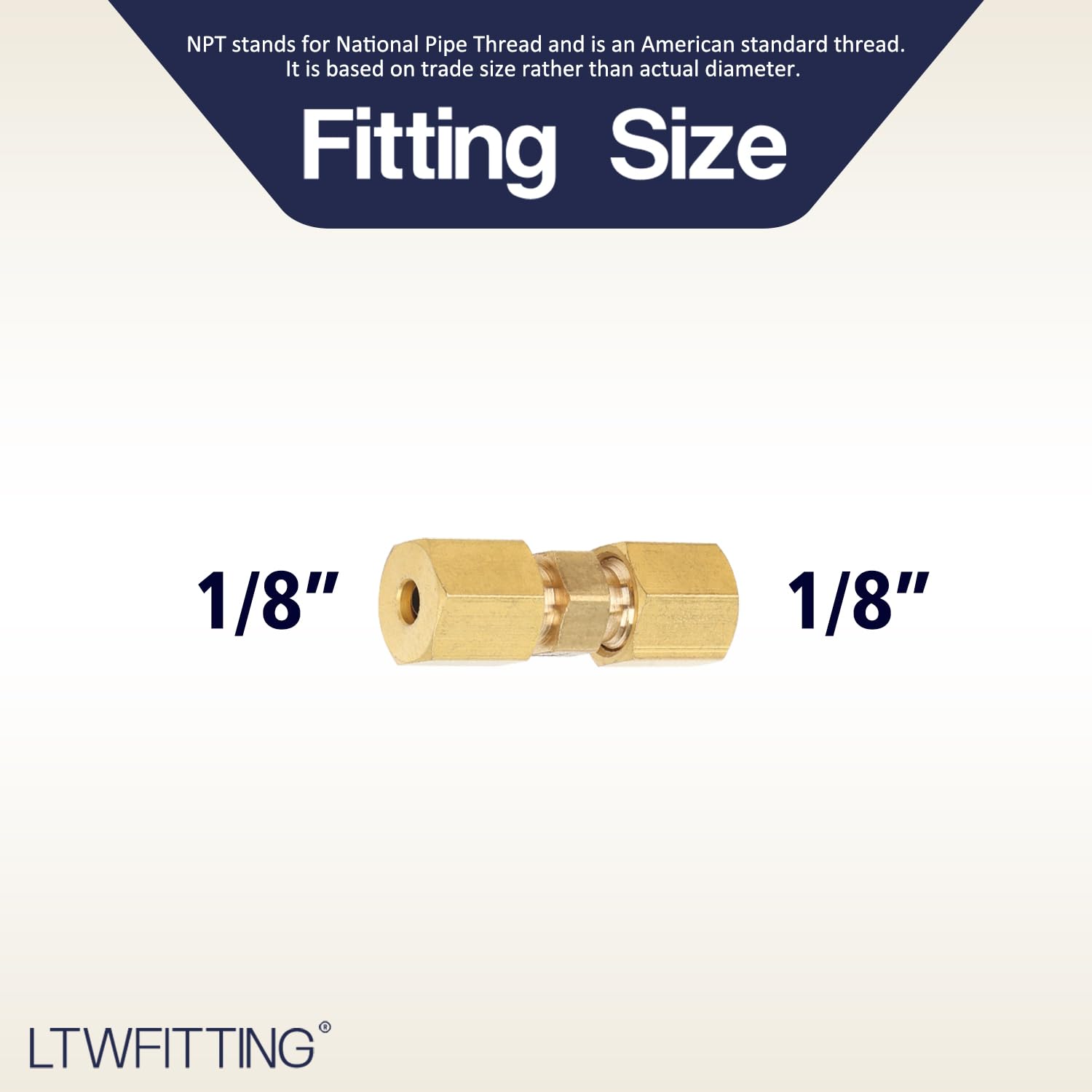 LTWFITTING Unión de compresión de 1/8 pulgadas OD de latón, accesorio de compresión (paquete de 500)