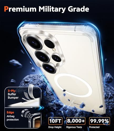 Image of FNTCASE for Samsung Galaxy S23-Ultra Case: Clear Magnetic Phone Cases Compatible with Magsafe Slim Anti Yellowing Rugged Protective Transparent Cell Phone Cover (A-Clear)